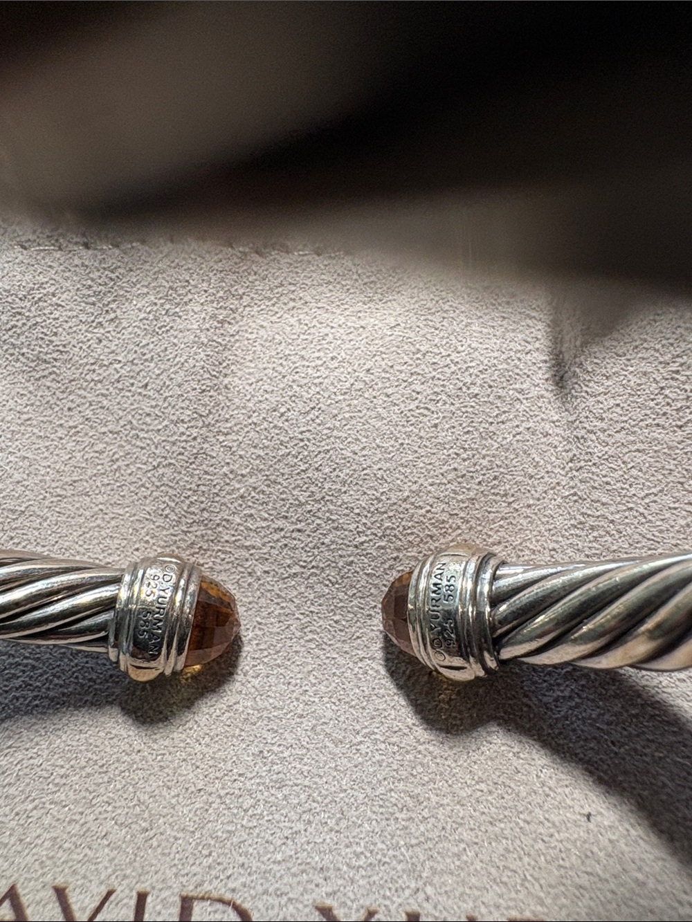 David Yurman Sterling Cable Cuff Citrine Terminal Silver Yellow reasonable offer - Picture 7 of 14